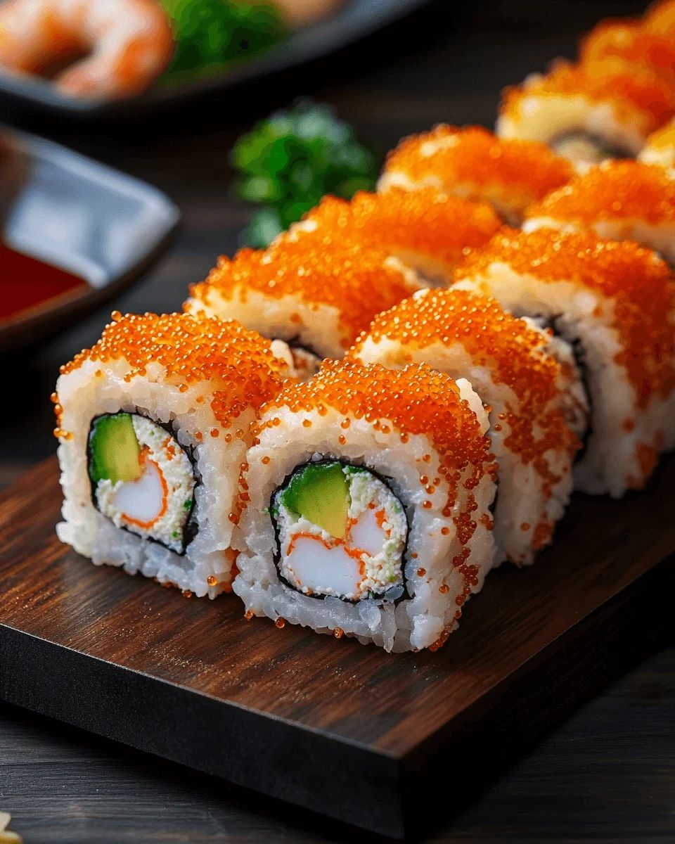 Lachs-Nigiri auf handgefertigter Keramikschale
