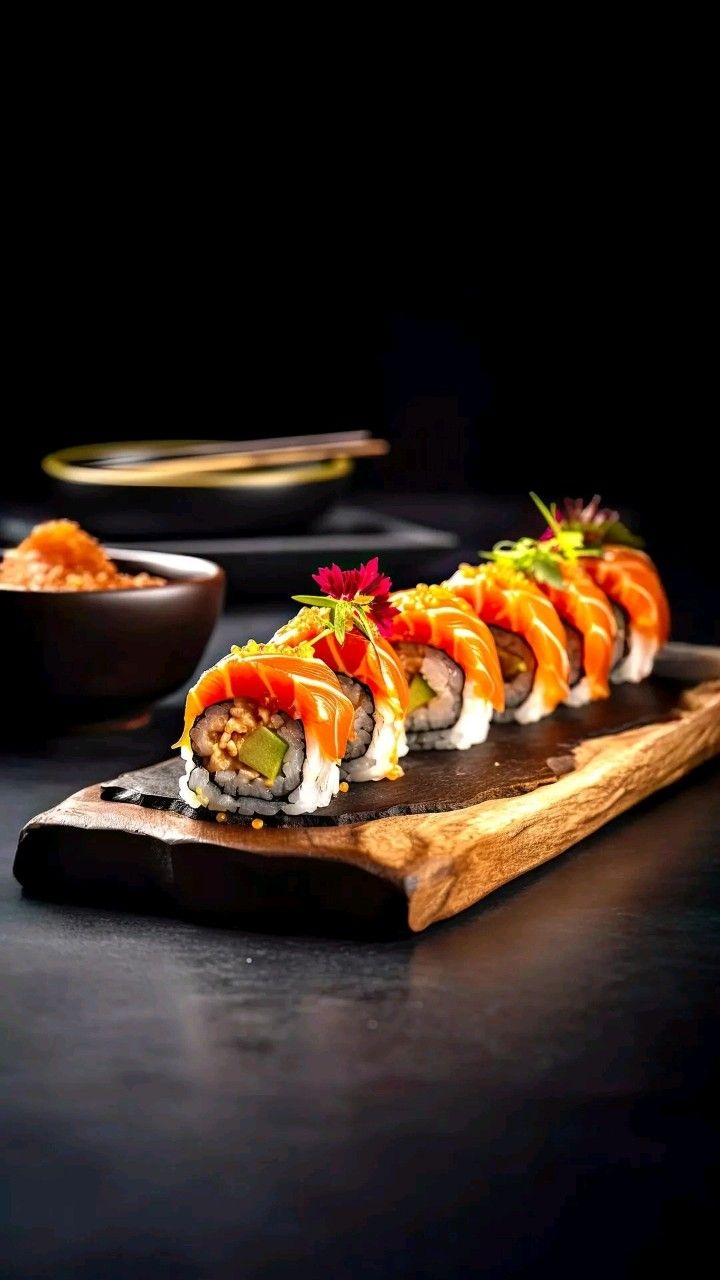Chef plating sushi